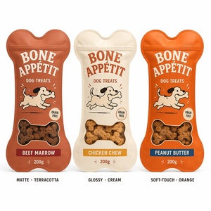 Sachet d'emballage alimentaire pour animaux de compagnie en forme d'os personnalisé, en plastique, avec fenêtre, refermable, à fermeture éclair, pochette autoportante découpée pour Happy Dog - Product Image 2
