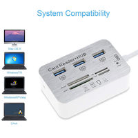 Hub USB 3.0 avec lecteur de carte SD/TF multifonction 7-en-1, panneau en alliage d'aluminium pour PC MacBook, compatible avec ordinateur portable, en boîte