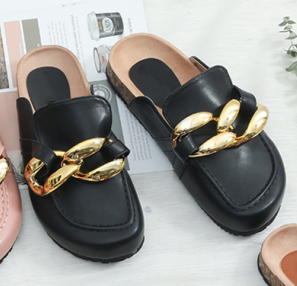 Nuove <span class=keywords><strong>Ciabatte</strong></span> da Donna <span class=keywords><strong>con</strong></span> <span class=keywords><strong>Catene</strong></span> Metalliche, Stile Europeo e Americano, Mezze <span class=keywords><strong>Ciabatte</strong></span> alla Moda, Casual e Comode - Product Image 3