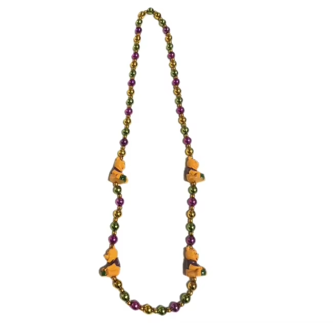 Purple green and gold beads