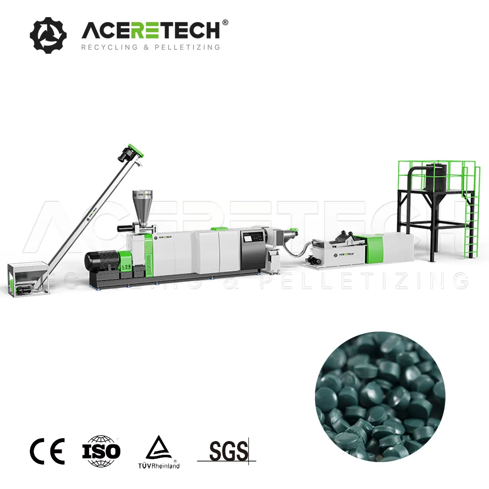 Customizable Waste Plastic PMMA/PC Flakes/rigid Flakes Recycling Single Screw Extruder Granulating Production Line ASE
