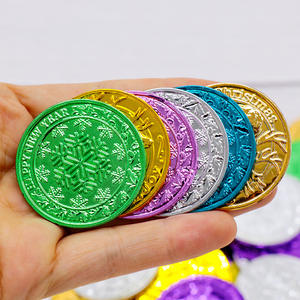 100 pezzi di natale pirata monete d'oro di lusso bomboniere di plastica colorata per la borsa della moneta del tesoro natale pirata modello di moneta - Product Image 1