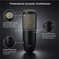 Microphone de studio professionnel P220 à large diaphragme, à condensateur, pour chant, voix off, diffusion radio, podcast, travail de diffusion
