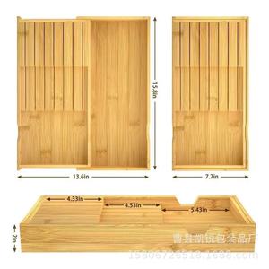 Bamboo Knife <b>Storage</b> <b>Box</b> 13.6x15.8in Pull-Out Drawer Organizer For <b>Kitchen</b> Countertop - Product Image 1