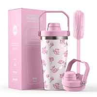 Everich Venta al por mayor 20oz Reutilizable Doble pared Vaso personalizado con asa Vaso de acero inoxidable Grado alimenticio