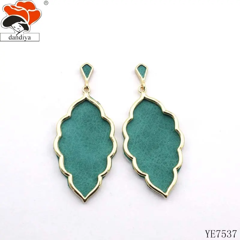 Fashion colorful Fall in Love Rain Drop Leaf Earrings with Gold Casing leather Stud Earrings CUSTOMIZED