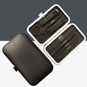 Cadeaux IStapromo, logo personnalisé, ensemble de coupe-ongles en acier inoxydable noir 7 en 1, kit de pédicure, étui de voyage, ensemble de manucure - Product Image 5