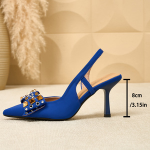 Xuanhui Eleganti Scarpe Nere con Borchie e Fiocco, Tacchi a Spillo da 8 cm, Punta Affusolata, Stile Punk Rock <span class=keywords><strong>per</strong></span> Feste e Cerimonie - Product Image 6