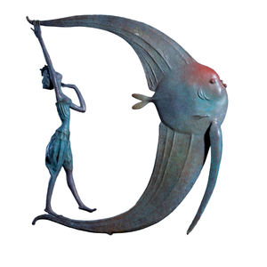 Sculptures de lune en plastique renforcé de fibre de verre, Sculptures de poisson de lune et autres sculptures de lune de figure entraînées par le vent - Product Image 6