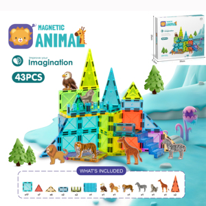 Ensemble <span class=keywords><strong>de</strong></span> <span class=keywords><strong>construction</strong></span> <span class=keywords><strong>magnétique</strong></span> Monde Animalier – Dernière édition – Coffret cadeau pour enfants – Emballage personnalisé avec logo – Vente en gros usine – Haute qualité - Product Image 1
