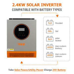 <span class=keywords><strong>PowMr</strong></span> nouveau produit 2.4KW 24V 110/120Vac onde sinusoïdale pure hors réseau onduleur solaire intégré dans le contrôleur de Charge - Product Image 4