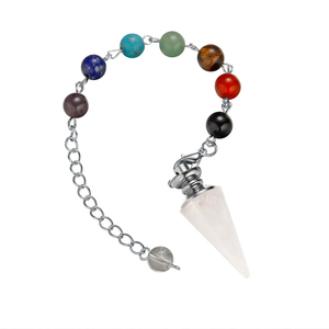 天然石英水晶点Dowsing摆锤占卜治疗水晶石灵气脉轮项链吊坠 - Product Image 6