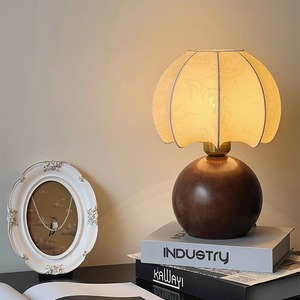 Lampe de table en bois massif E27 LED, protection des yeux, chambre à coucher, salon, bureau, éclairage d'ambiance, style Wabi Sabi - Product Image 1