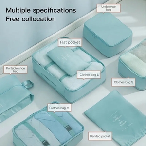 Hanfeizi Thời Trang Polyester Du Lịch <span class=keywords><strong>Cubes</strong></span> Hành Lý Organizer Vali Set Đóng Gói Cube 7Pcs Nén Lưu Trữ Túi - Product Image 4