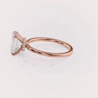 Bague de fiançailles en diamant de laboratoire de forme émeraude certifiée IGI, or rose/jaune et blanc 18 carats, halo caché, bague de mariée