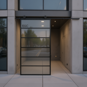 Porte coulissante Egc 40,2x80,7 en verre noir, aluminium, isolation thermique, extérieur, design contemporain commercial - Product Image 2