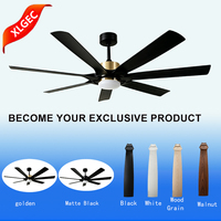 Ventilateur de plafond LED décoratif moderne de 60 pouces avec lumière, télécommande, moteur DC silencieux, intensité variable, 6 vitesses pour cuisine