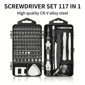 Juego de destornilladores OEM <span class=keywords><strong>Precision</strong></span> 117 <span class=keywords><strong>1</strong></span> mango de acero magnético DIY grado Torx Phillips Hex Bits Kit para reparación de PC y teléfonos móviles - Product Image 1