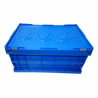 Caisse de rangement pliable écologique en plastique durable avec couvercle, empilable, pour déménagement et transport