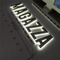 Enseigne lumineuse LED 3D rétroéclairée en acrylique doré étanche pour extérieur, idéale pour les devantures de magasins et la signalisation lumineuse.