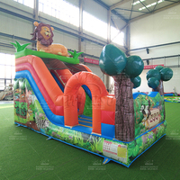 WINSUN Château gonflable géant Lion de la Jungle avec toboggan et mur d'escalade pour enfants, idéal pour fêtes en extérieur et location commerciale