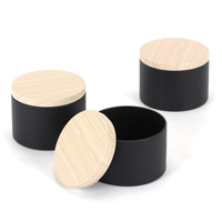 4oz/8oz Leere Weißblechdosen mit Holzmaserungsdeckeln, Runde Metall-Kerzendosen für Kerzenherstellung, Aufbewahrung & Geschenkverpackung