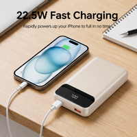 Batterie Li-Polymère Haute Capacité à Charge Rapide 22,5W, Banque d'Alimentation Portable avec Ports USB-A/Type-C, Affichage LED, Câble