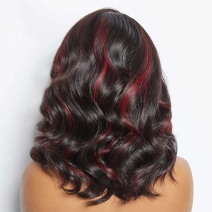 Vente en gros sans colle Highlight couleur rouge dentelle frontale perruque courte ondulée <span class=keywords><strong>Bob</strong></span> 5x5 HD dentelle fermeture perruque dentelle avant perruques de cheveux humains - Product Image 4