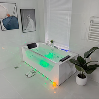 Icegalax Baignoire de luxe autoportante à jets de massage et à bulles d'air Baignoire spa en acrylique pour adultes