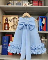 Robe d'anniversaire rouge élégante sans manches pour filles, avec grand nœud et ourlet à volants, robe de princesse, Vestidos De Fiesta, vêtements pour enfants, boutique