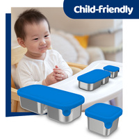 Aohea Boîte à lunch en acier inoxydable Boîte à nourriture en silicone étanche Boîte en acier pour aliments Boîte à snack en acier inoxydable pour enfants