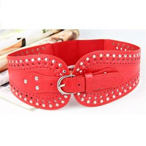 Ceinture élastique en cuir PU pour femmes, Vintage, rétro, taille large - Product Image 2