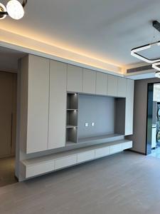 Mueble de TV de Pared Estilo Moderno, Personalizable, Multicapa, de Madera Maciza, con Rejilla de Madera para Sala de Estar - Product Image 5