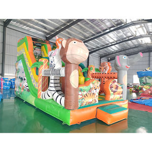 Castillo Inflable de PVC con Tobogán Doble para Niños, Zona de Juegos Inflable con Animales, para Uso en Interiores y Exteriores - Product Image 4