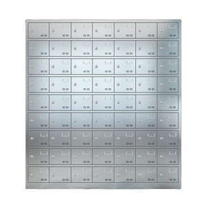 Armario de Almacenamiento Moderno de Acero Inoxidable con 63 Compartimentos, Cerradura con Llave, Armario Exterior Impermeable con Puertas, Garantía de 5 Años - Product Image 1