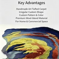 Tapis de luxe sur mesure au design abstrait coloré |   Tapis moderne fait main tufté 1 pièce en laine de Nouvelle-Zélande de haute qualité, lavable, antidérapant, en PET