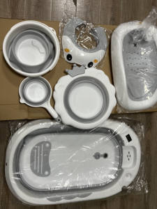 Juego de <span class=keywords><strong>6</strong></span> bañeras plegables <span class=keywords><strong>para</strong></span> bebés con termómetro real y soporte de baño <span class=keywords><strong>para</strong></span> niños, 5 cajas de colores en 1 caja de cartón marrón - Product Image 2