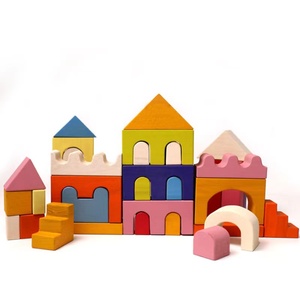 Regenbogen-Bausteinset 1:8 Maßstab Umweltfreundliche Holzbausteine 30-teiliges Lernspielzeug für <span class=keywords><strong>3</strong></span>+ Jahre Modernes Gebäude-Thema - Product Image 4