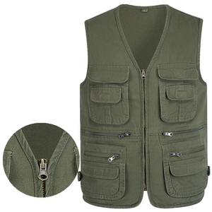 <span class=keywords><strong>Chaleco</strong></span> Multibolsillos para Hombre, 100% Algodón, Estilo Cargo, para Escalada, Pesca, Senderismo, Fotografía, Camping - Product Image 1