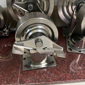 Roulettes industrielles robustes en acier inoxydable TPR, haute capacité de charge, résistantes à la rouille, durables, options de roues de 4, 5, 6, 8 pouces, simples - Product Image 1