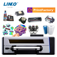 Imprimante DTF UV A2 haute vitesse LINKO avec quatre têtes d'impression, machine d'impression numérique pour film de transfert AB, pour l'impression d'autocollants sur tasses