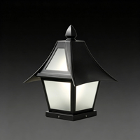 Lampe pilier rétro d'extérieur IP65 étanche en acier inoxydable avec verre dépoli, style pagode, pour villa, clôture, parc, allée, style chinois