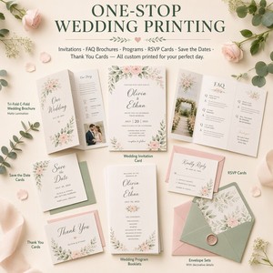 Invitation de mariage personnalisée en papier de coton de luxe, bilingue français-anglais, avec dorure à chaud, faible quantité minimale de commande, impression numérique - Product Image 5