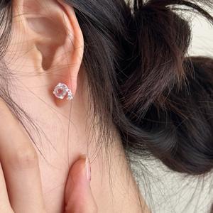 Pendientes Colgantes de Plata de Ley S925, Estilo Fresco y Pequeño, Zirconia Ovalada Azul Mar Claro, Joyería de Moda Versátil con Sensación Fresca - Product Image 4