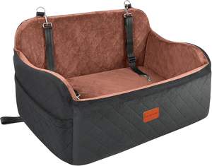 Asiento de coche para perros de gran tamaño, cama para mascotas de tela suave de fábrica, espuma viscoelástica, 2 correas de seguridad con clip, 2 bolsillos, cama cómoda lavable extraíble - Product Image 1