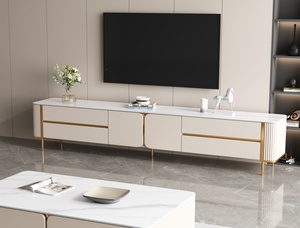 Petit salon, armoire haute au sol en dalle de roche nordique, style minimaliste et tendance, combinaison de luxe léger - Product Image 1