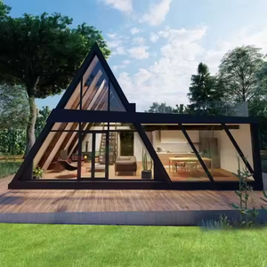 บ้านไม้ทรงสามเหลี่ยมหรูหราทันสมัยปี 2026 แบบสำเร็จรูปพร้อมกระจกพาโนรามาสำหรับรีสอร์ทแกลมปิ้ง - Product Image 1