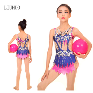 Прямая продажа с фабрики, высококачественные детские/Для девочек, Ритмическая гимнастика, необычное трико, юбки, танцевальное платье для соревнований - Product Image 2