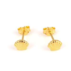 Boucles d'oreilles clous en argent sterling 925 plaqué or, coquille d'huître, faites à la main, bijoux romantiques turcs pour hommes - Product Image 3