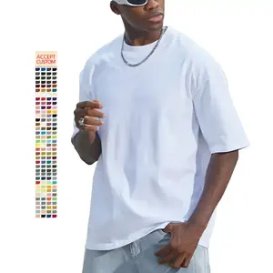 Preisgünstige und feine weiße Baumwolle Drop-Shoulder-T-Shirts individueller Druck Unisex solide Farbe kundenspezifische Kappen